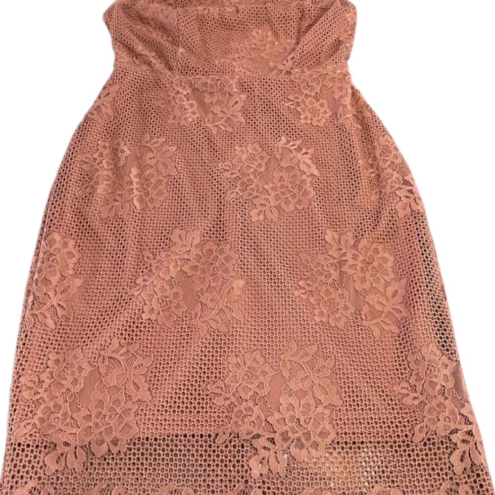 Charlotte Russe Lace Halter Dress, Pinkish Brown, Womens Junior M - Picture 3 of 5